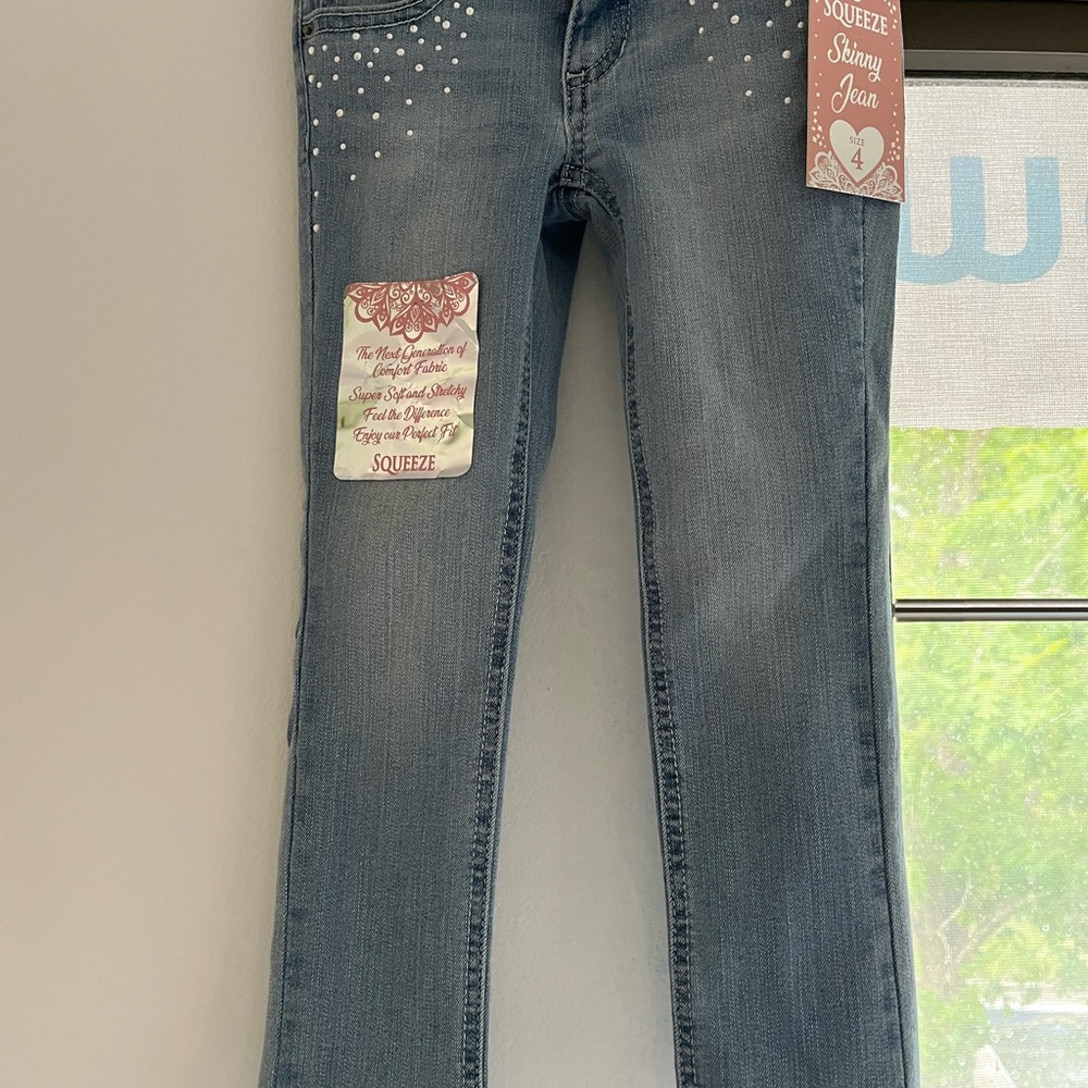Squeeze Blue Skinny Jeans with Rhinestone Embellishments